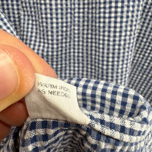 Vintage J Crew Shirt Men's XL Blue White Houndstooth Seer Sucker Oarsman 90s - Picture 14 of 16